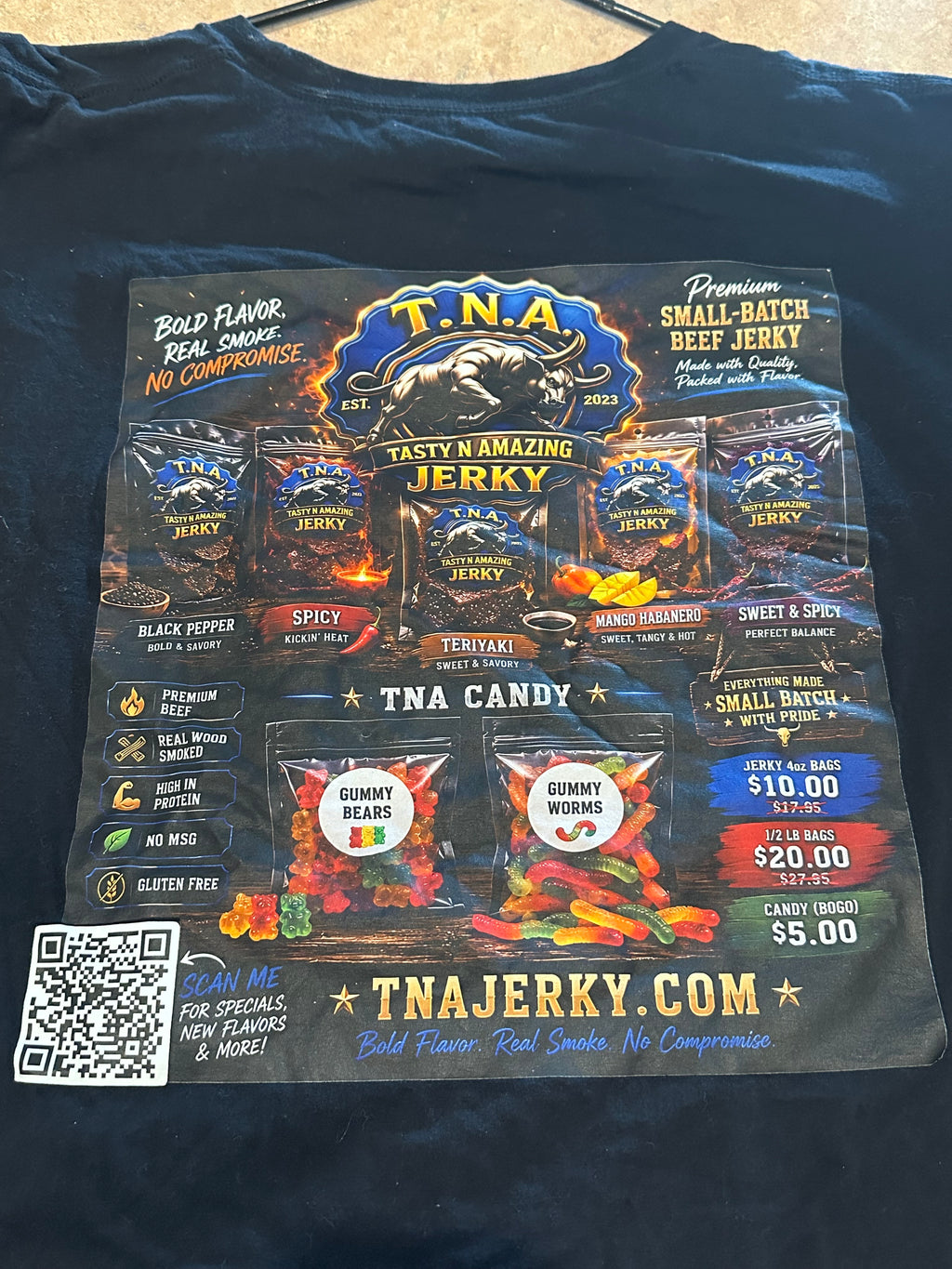 TNA Jerky Signature Tshirt (sunset with cactus & candy)