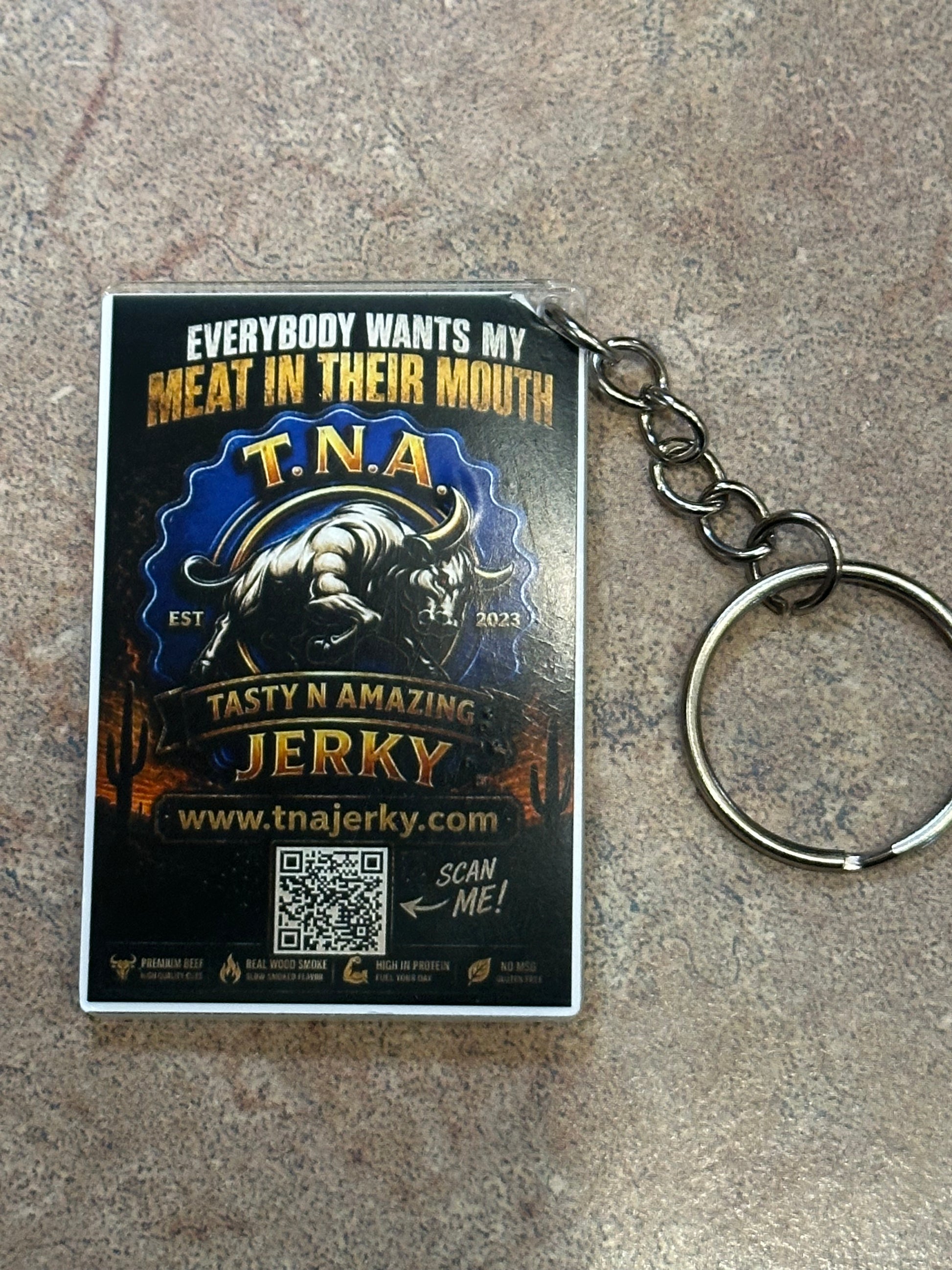 TNA JERKY Slogan Keychain